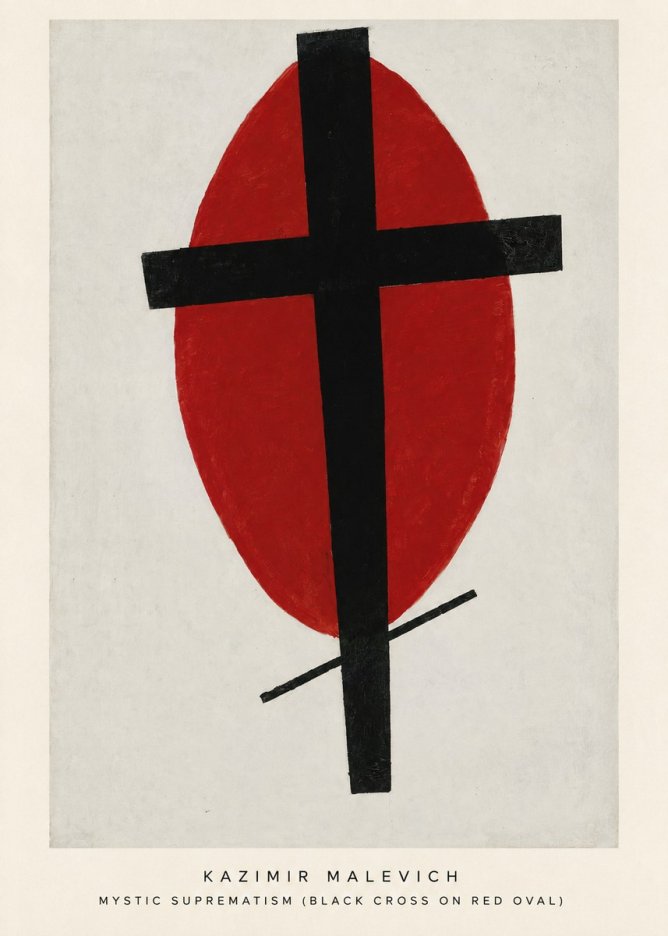 Kazimir Malevich Mystic Suprematism (Black Cross on Red Oval) No5 - Plakát