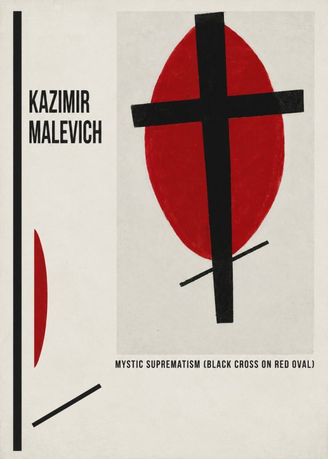 Kazimir Malevich Mystic Suprematism (Black Cross on Red Oval) No6 - Plakát