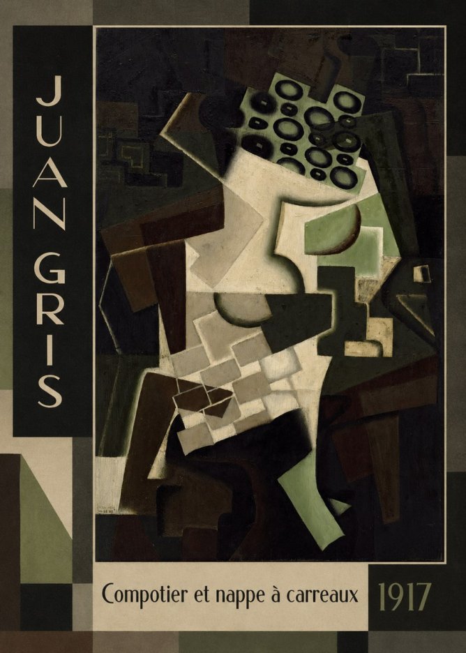 Juan Gris Compotier Et Nappe À Carreaux No1 - Plakát