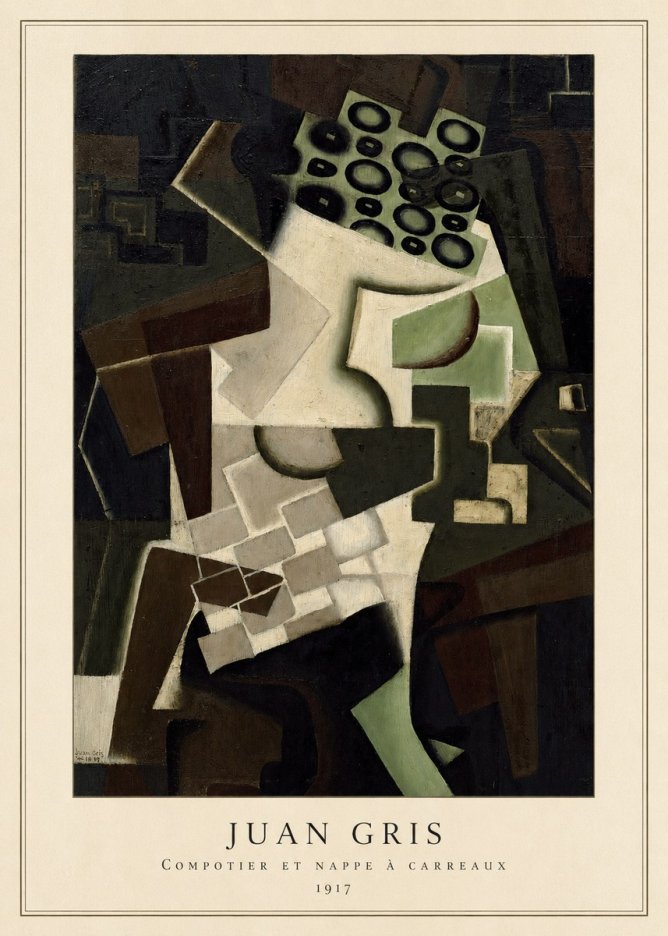 Juan Gris Compotier Et Nappe À Carreaux No4 - Plakát