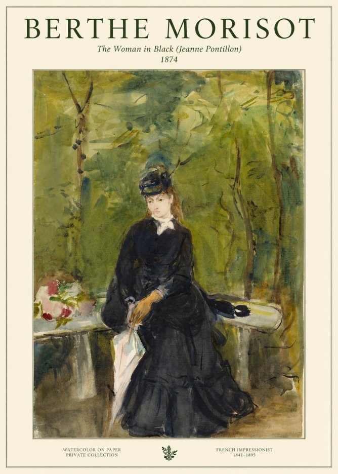 Berthe Morisot The Woman in Black (Jeanne Pontillon) No1 - Plakát