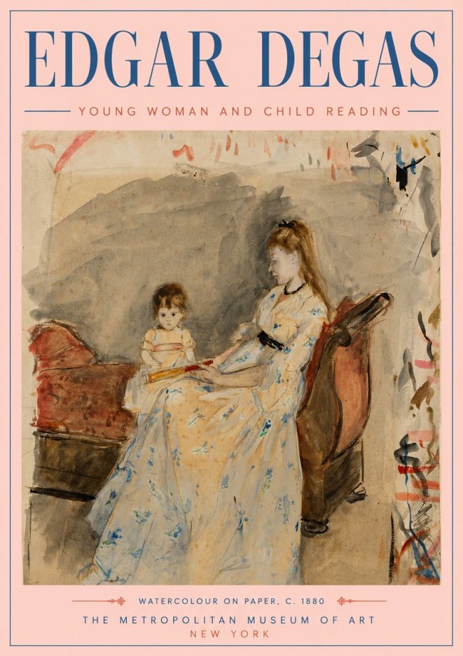 Edgar Degas Young Woman and Child Reading No5 - Plakát