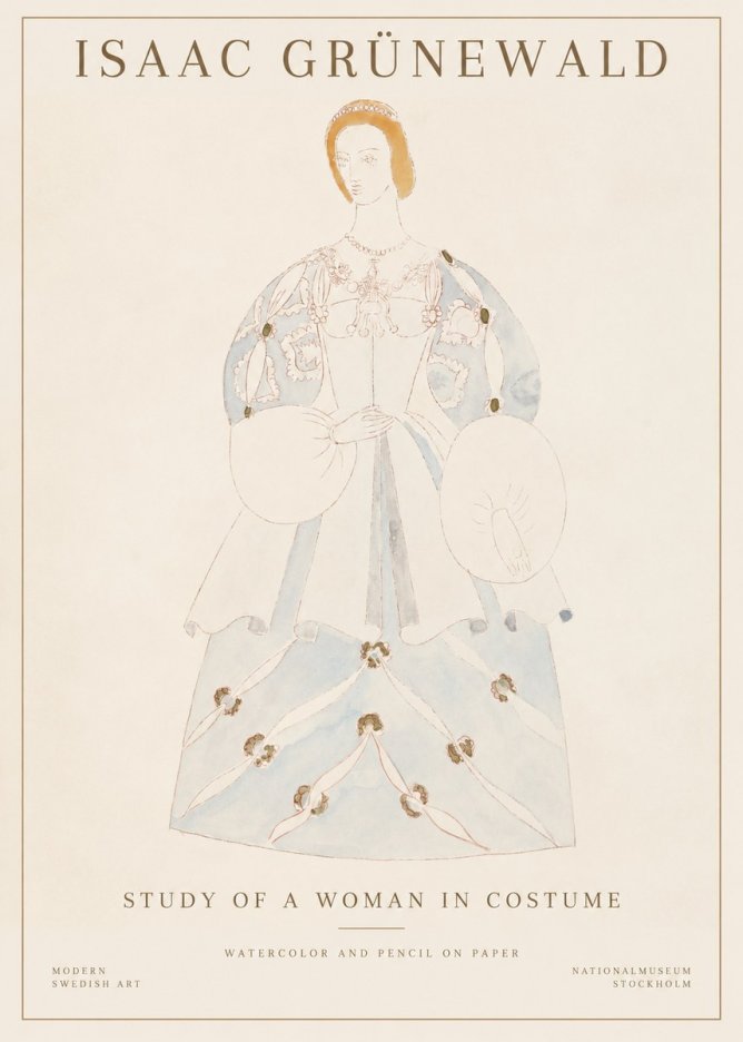 Isaac Grünewald Study of a Woman in Costume No1 - Plakát