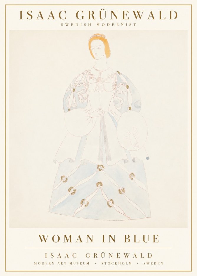 Isaac Grünewald Study of a Woman in Costume No3 - Plakát