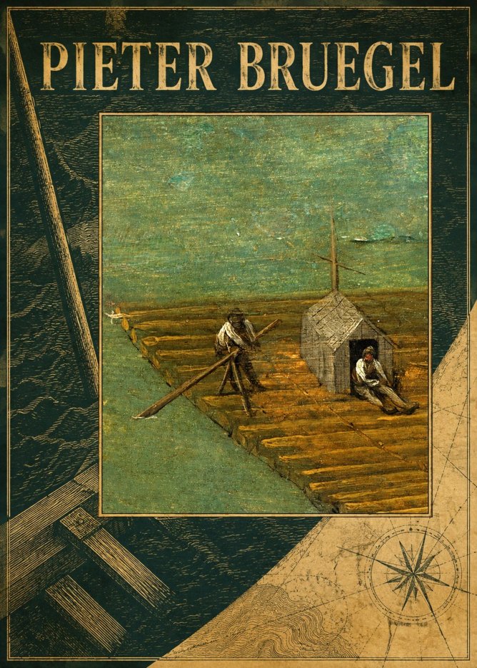 Pieter Bruegel Two Men on a Raft No4 - Plakát