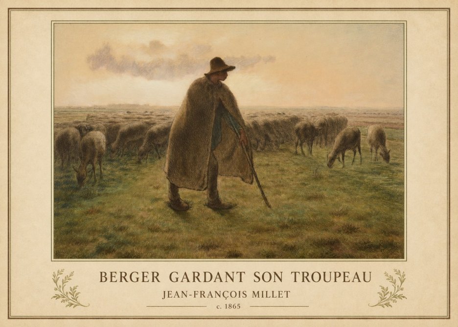 Jean-François Millet Berger Gardant Son Troupeau No1 - Plakát