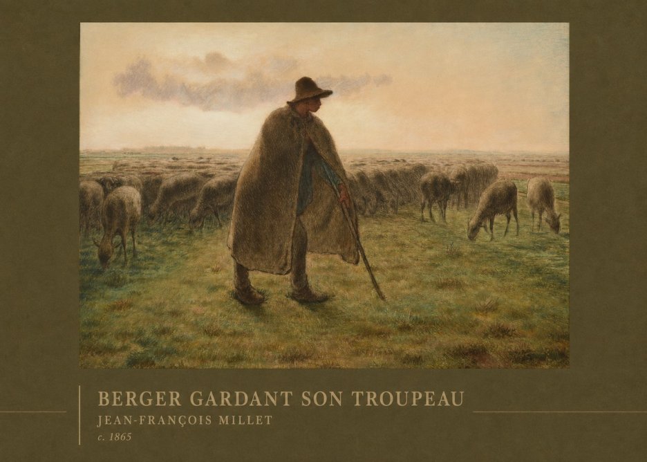 Jean-François Millet Berger Gardant Son Troupeau No2 - Plakát