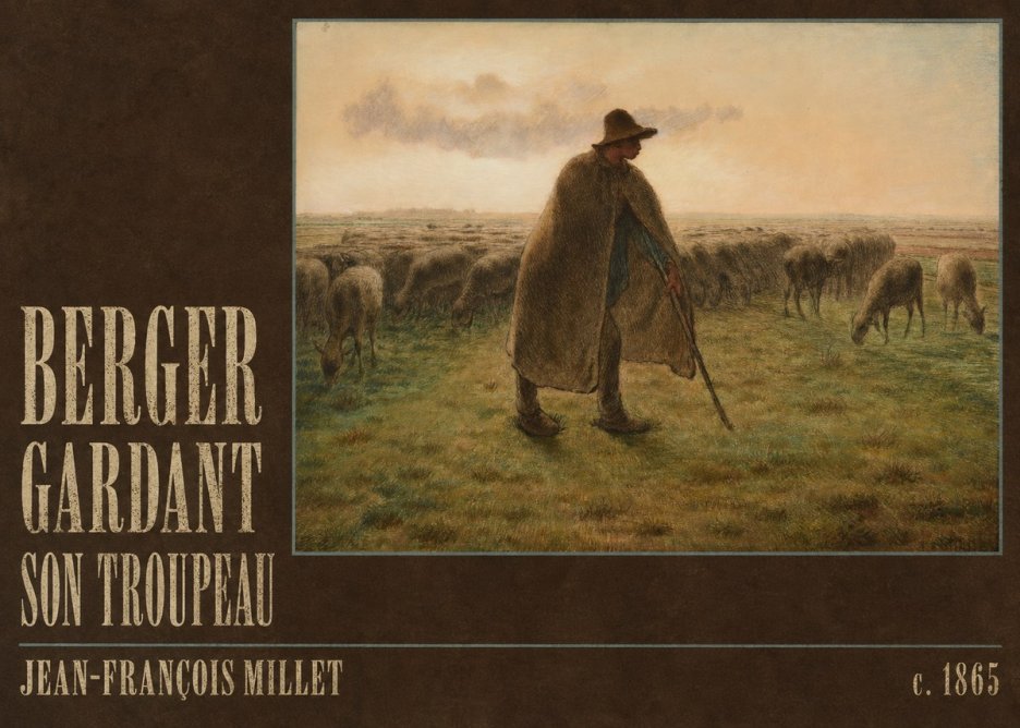Jean-François Millet Berger Gardant Son Troupeau No4 - Plakát