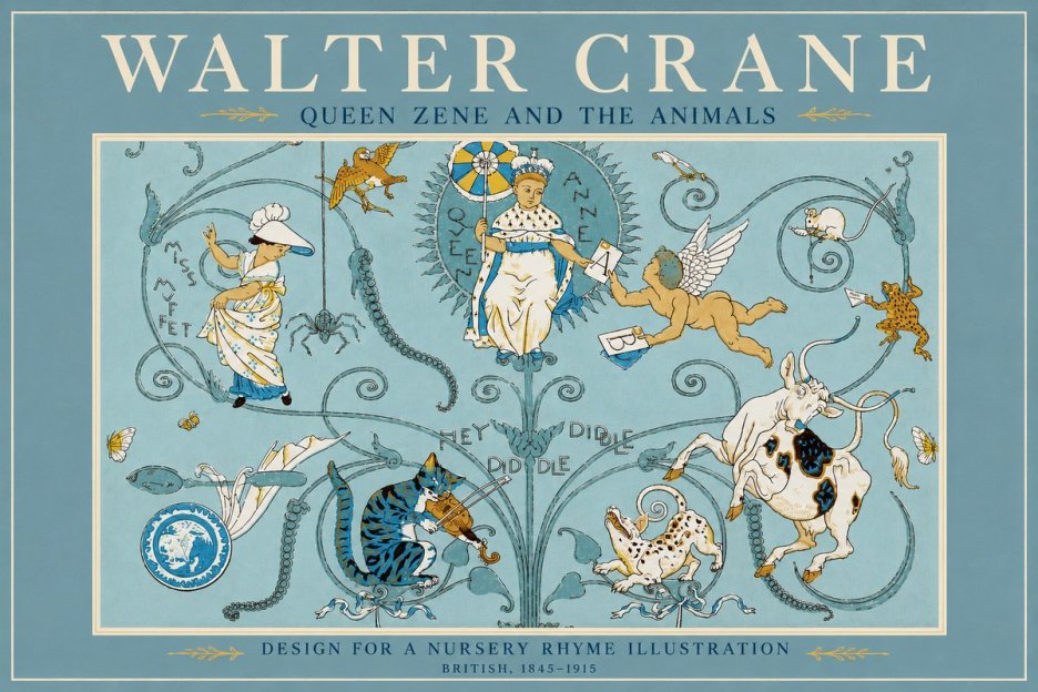 Walter Crane Queen Zene and the Animals No2 - Plakát