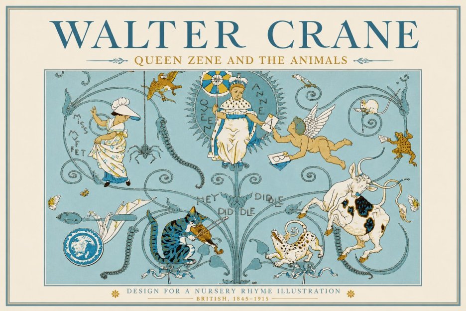 Walter Crane Queen Zene and the Animals No3 - Plakát
