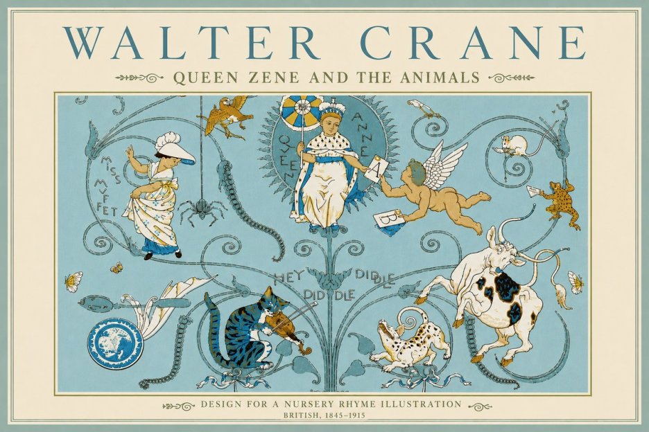 Walter Crane Queen Zene and the Animals No4 - Plakát