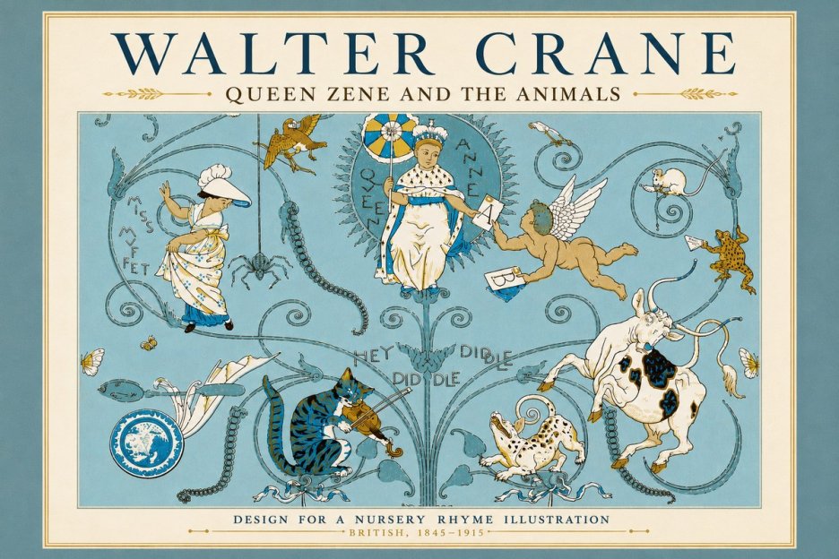 Walter Crane Queen Zene and the Animals No5 - Plakát