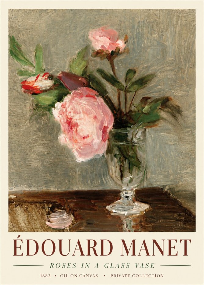 Édouard Manet Roses in a Glass Vase No4 - Plakát