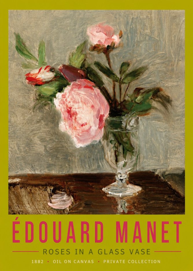 Édouard Manet Roses in a Glass Vase No5 - Plakát