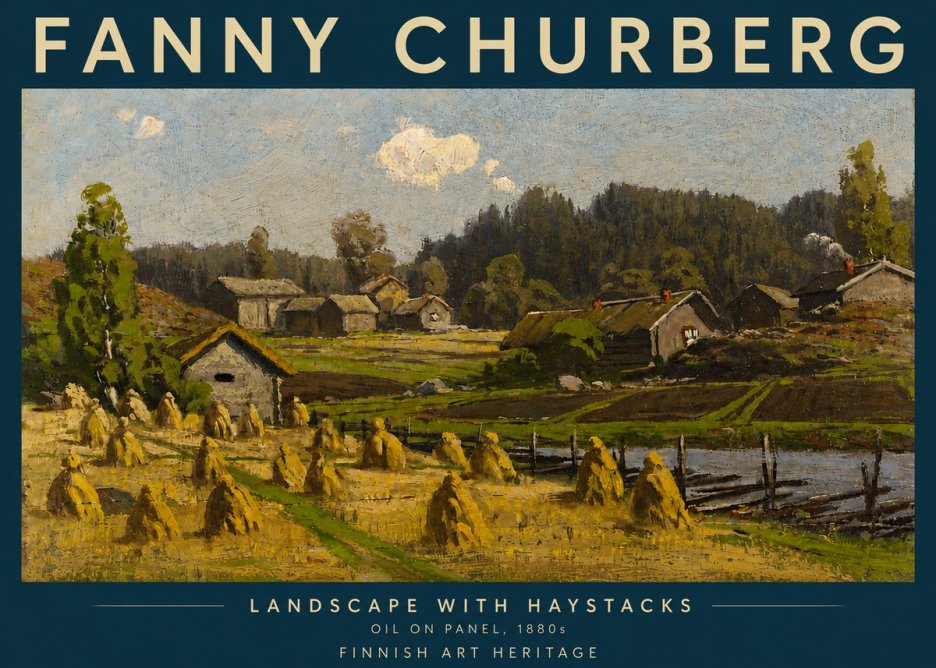 Fanny Churberg Landscape with Haystacks No5 - Plakát