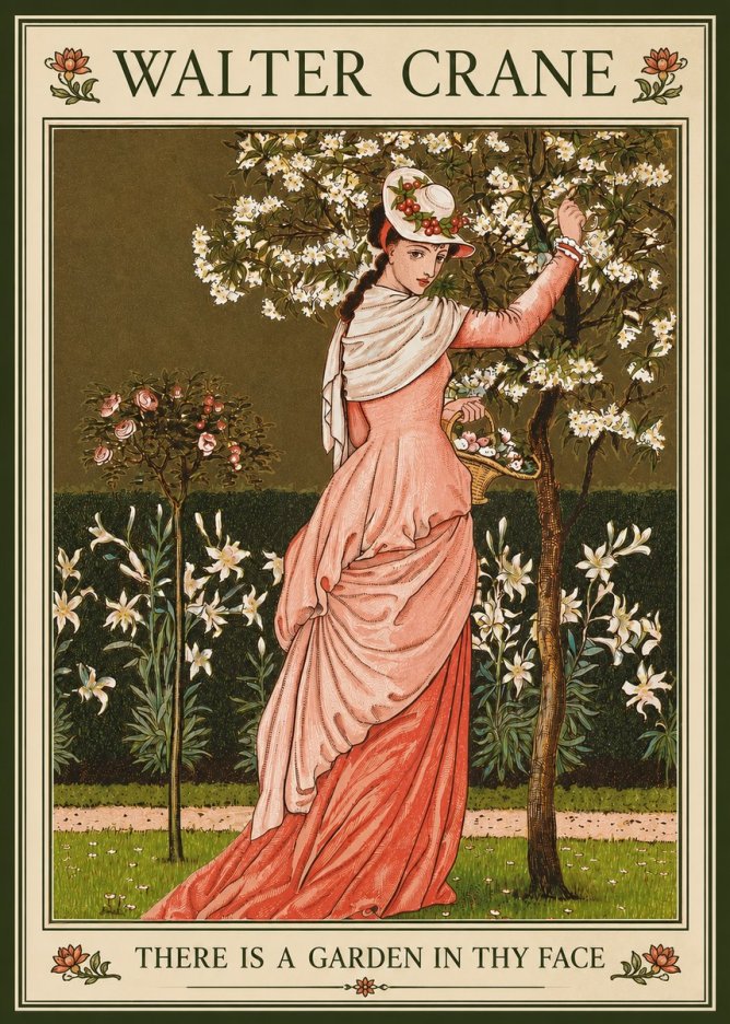 Walter Crane There Is a Garden in Thy Face II No3 - Plakát