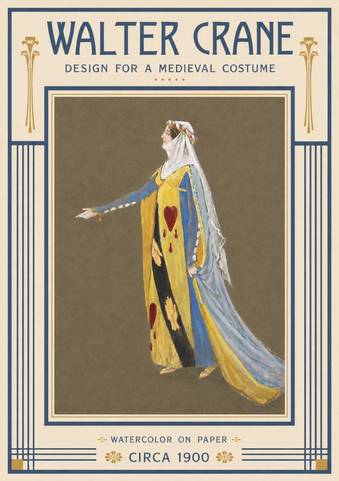 Walter Crane Design for a Medieval Costume No3 - Plakát