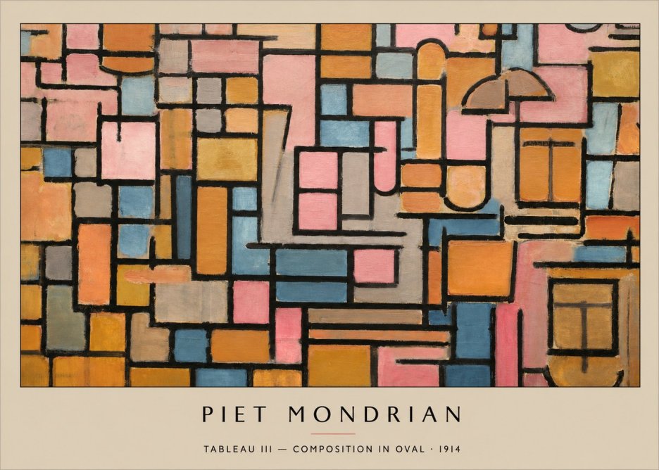 Piet Mondrian Tableau Iii — Composition in Oval No3 - Plakát