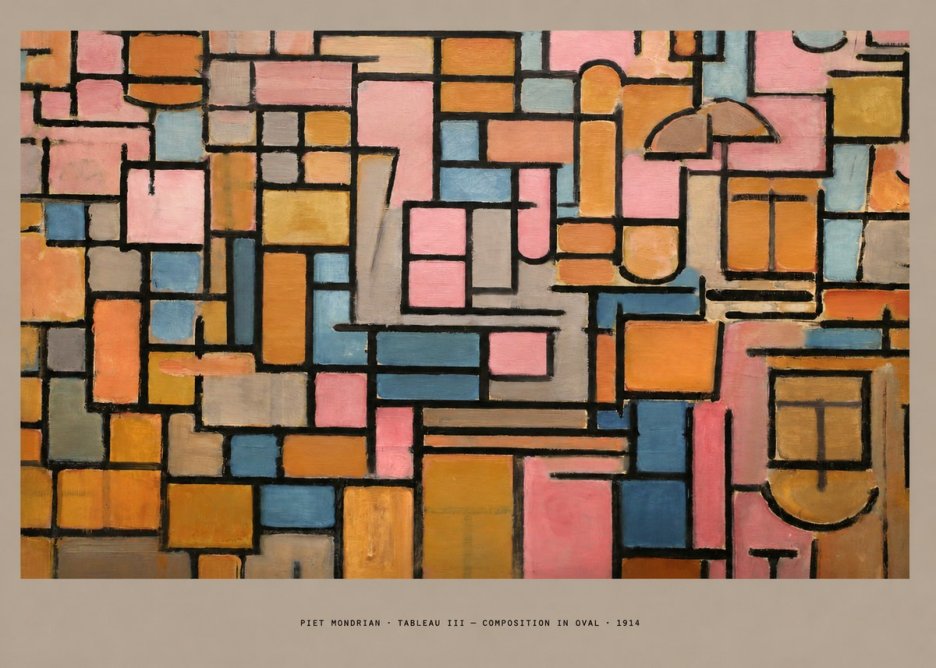 Piet Mondrian Tableau Iii — Composition in Oval No4 - Plakát