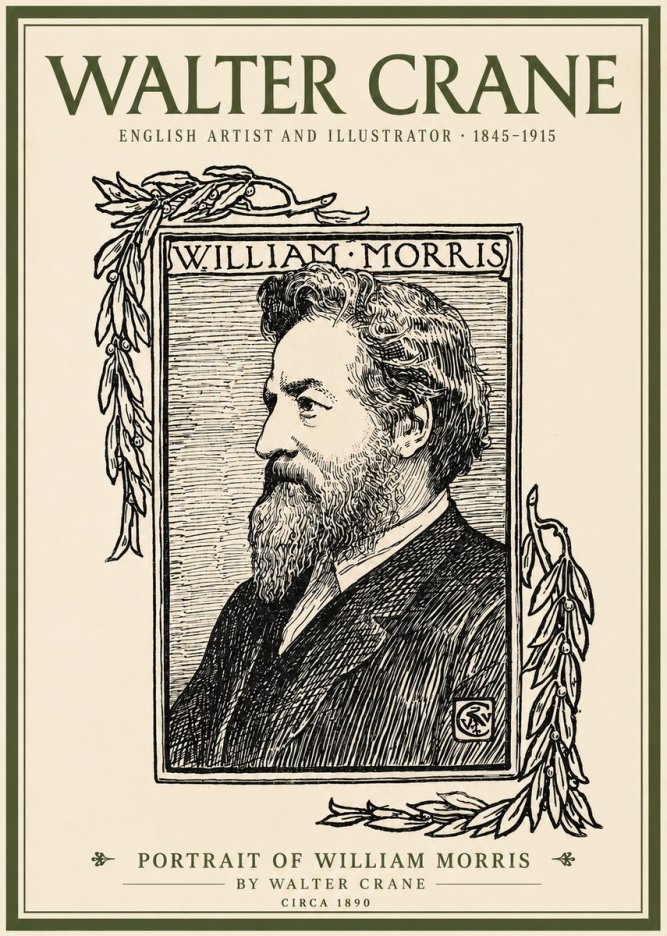 Walter Crane Portrait of William Morris No2 - Plakát