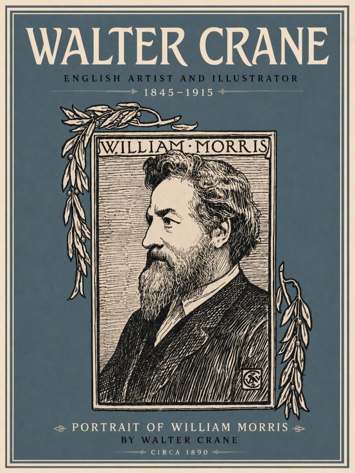 Walter Crane Portrait of William Morris No5 - Plakát