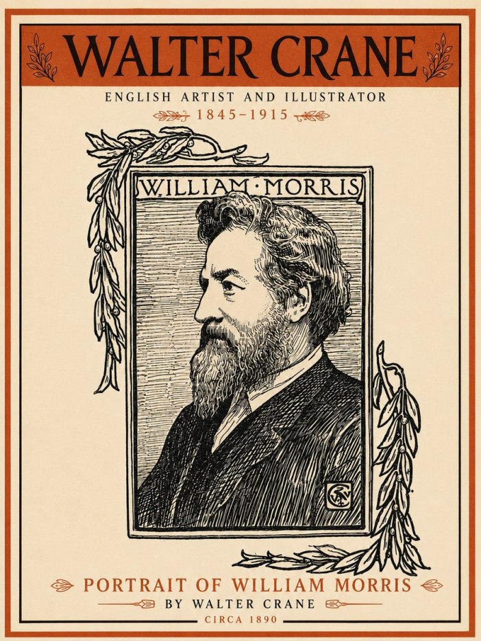 Walter Crane Portrait of William Morris No6 - Plakát