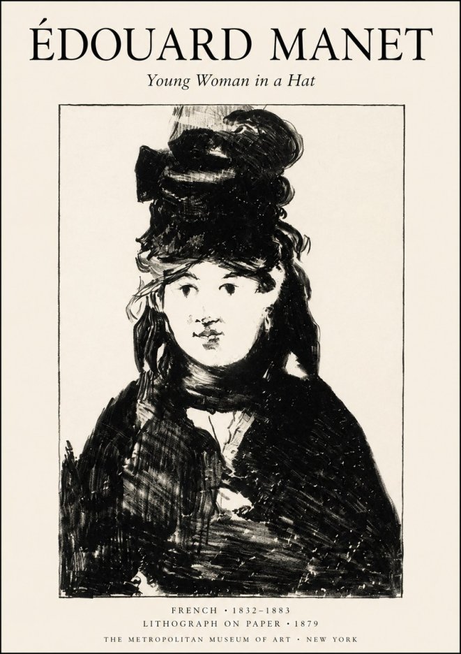 Édouard Manet Young Woman in a Hat II No1 - Plakát