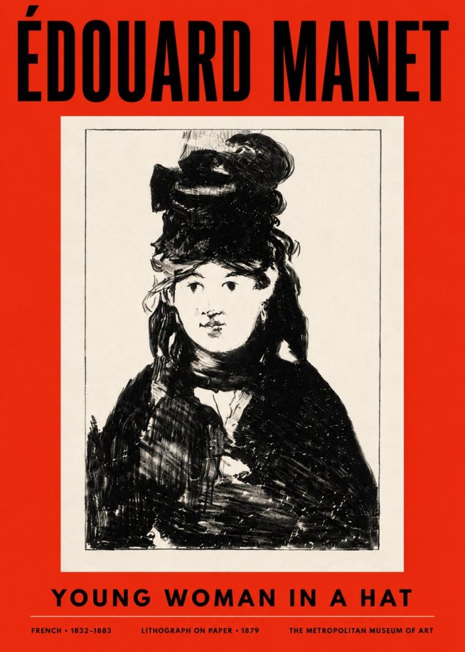 Édouard Manet Young Woman in a Hat II No2 - Plakát
