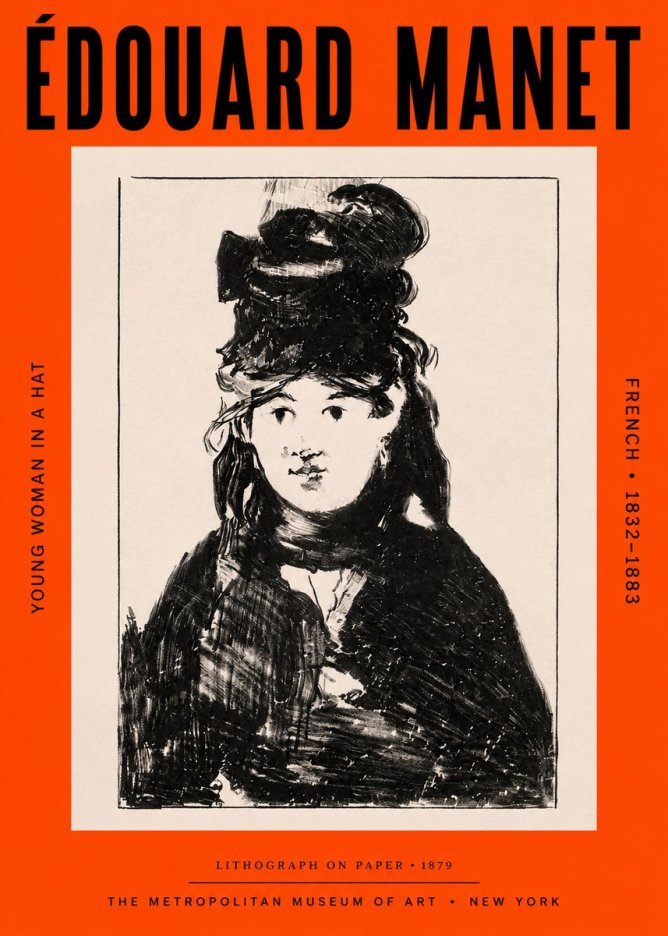 Édouard Manet Young Woman in a Hat II No3 - Plakát