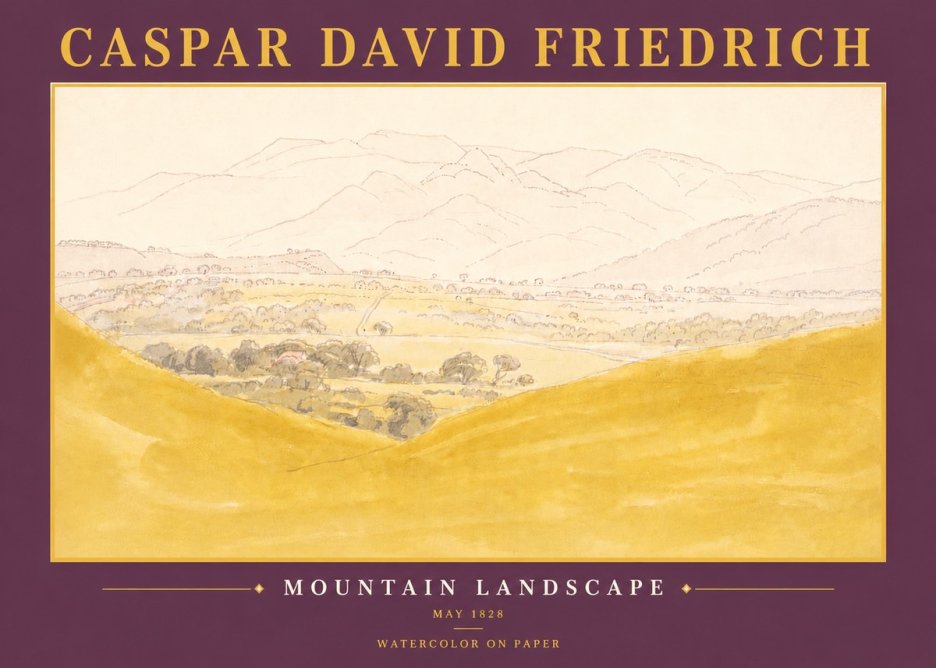 Caspar David Friedrich Mountain Landscape No6 - Plakát