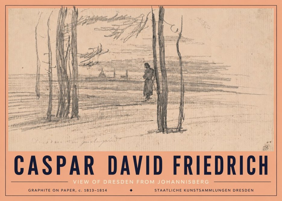 Caspar David Friedrich View of Dresden from Johannisberg No5 - Plakát