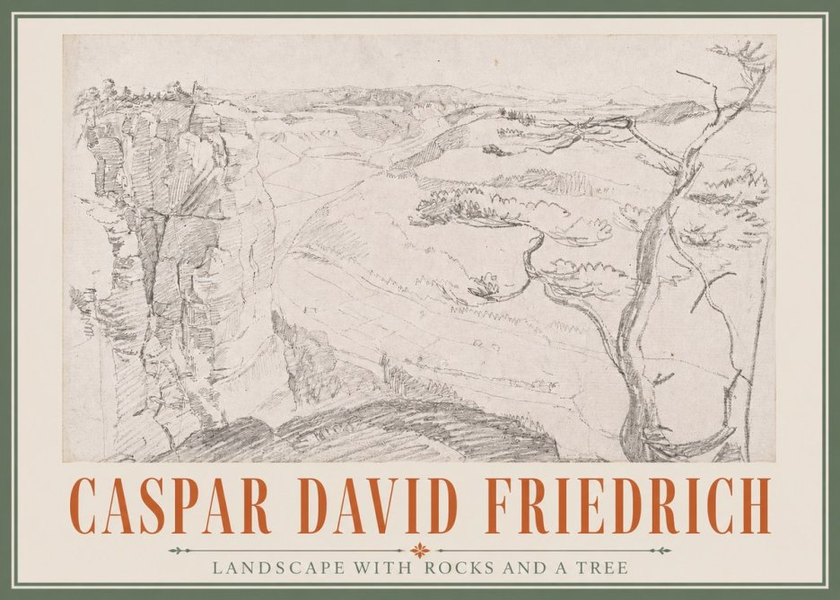 Caspar David Friedrich Landscape with Rocks and a Tree No3 - Plakát