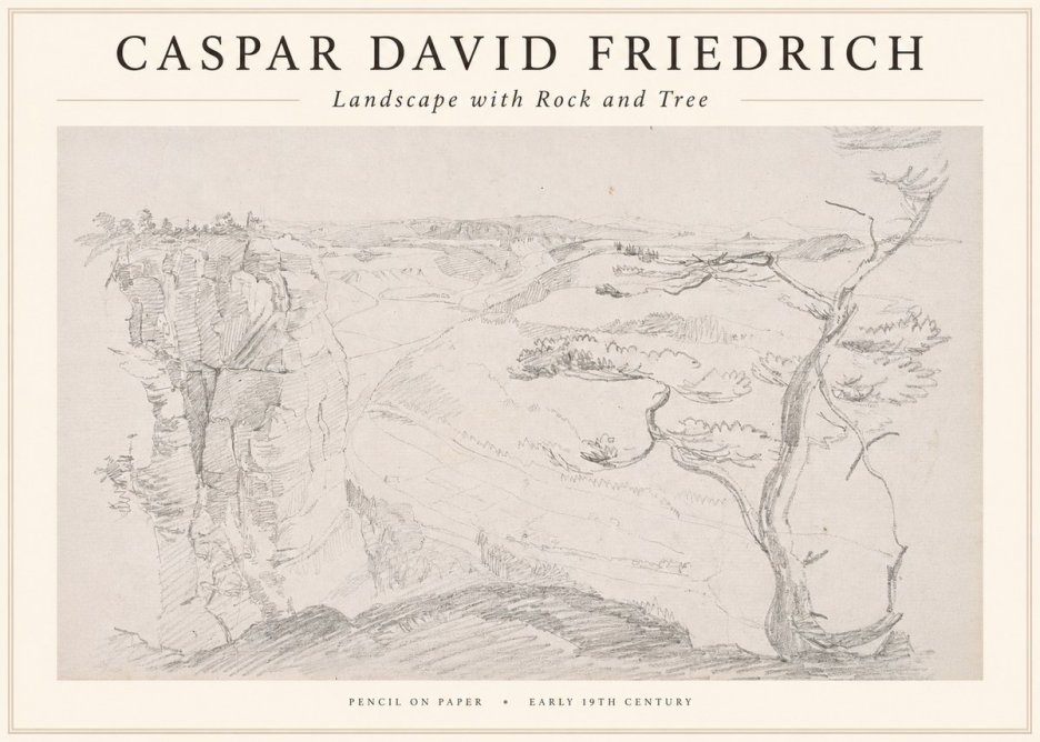 Caspar David Friedrich Landscape with Rocks and a Tree No4 - Plakát