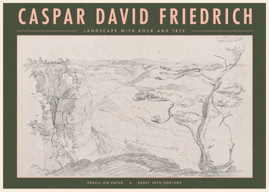 Caspar David Friedrich Landscape with Rocks and a Tree No5 - Plakát