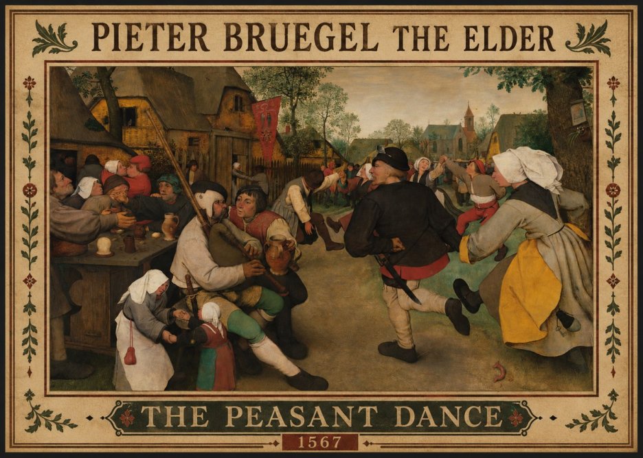 Pieter Bruegel The Peasant Dance II No1 - Plakát