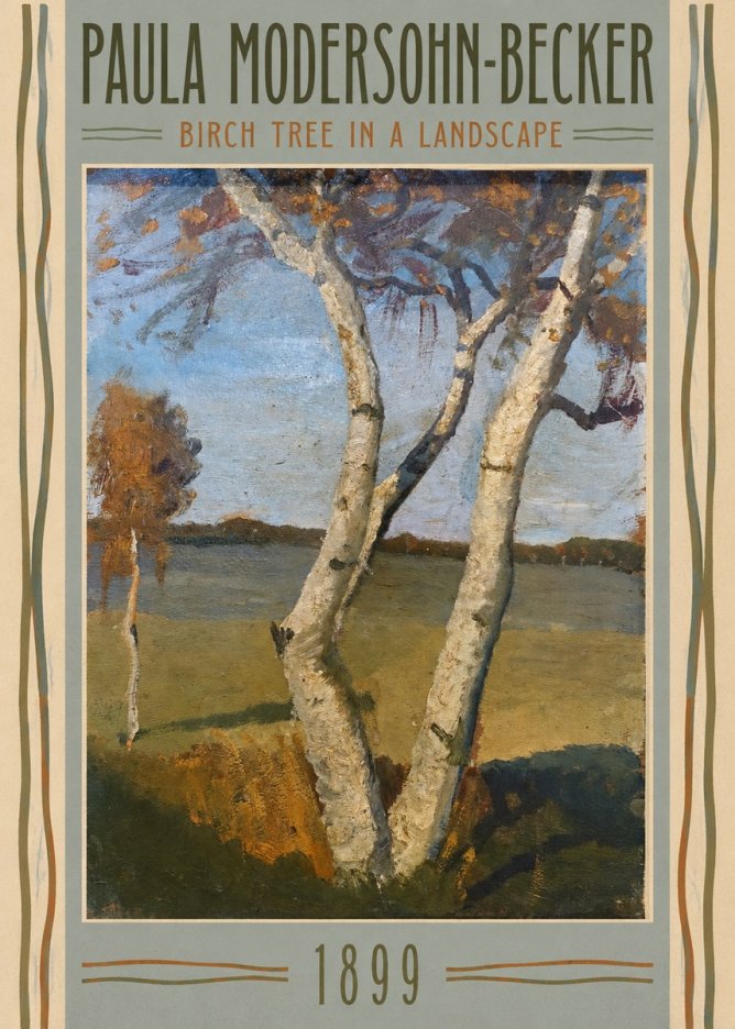 Paula Modersohn-Becker Birch Tree in a Landscape No3 - Plakát