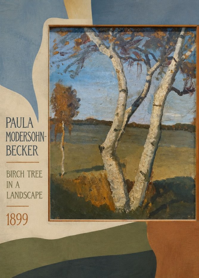 Paula Modersohn-Becker Birch Tree in a Landscape No4 - Plakát