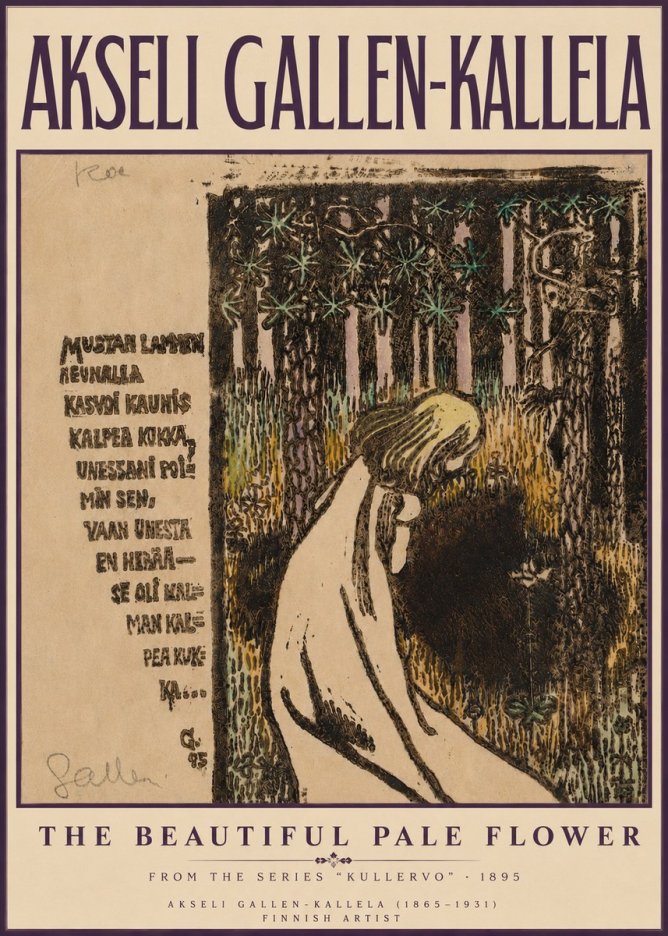 Akseli Gallen-Kallela The Beautiful Pale Flower No3 - Plakát