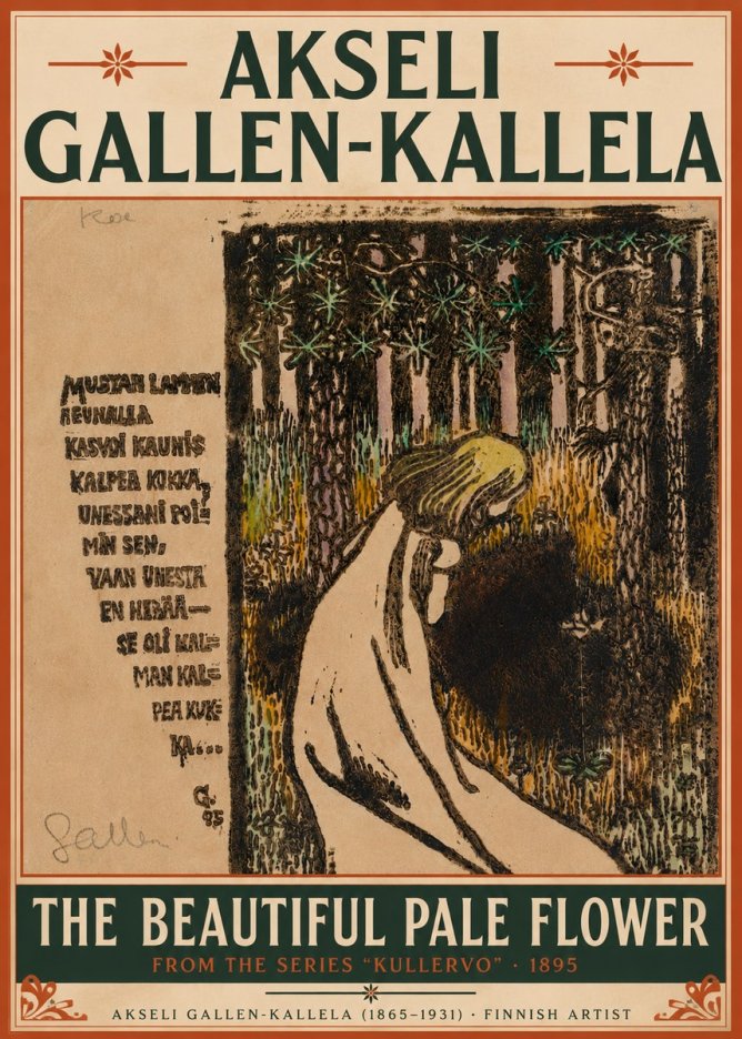 Akseli Gallen-Kallela The Beautiful Pale Flower No4 - Plakát