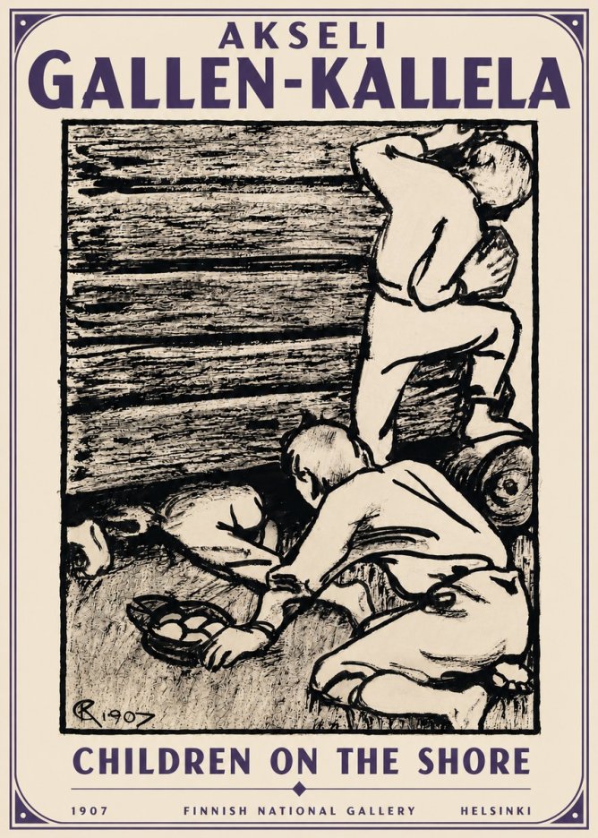 Akseli Gallen-Kallela Children on the Shore No5 - Plakát