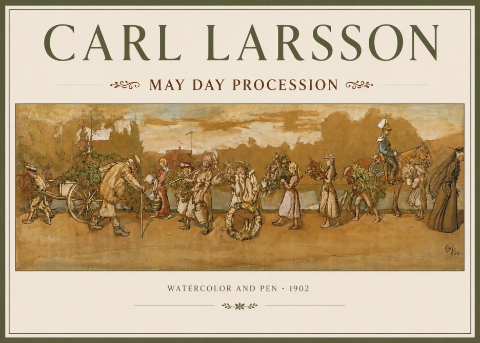Carl Larsson May Day Procession No3 - Plakát