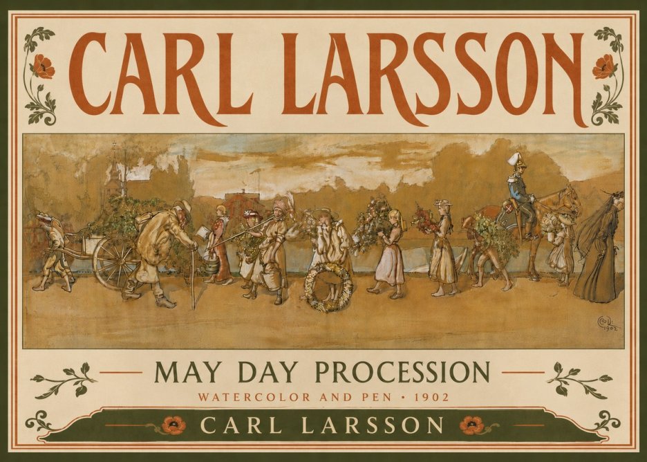 Carl Larsson May Day Procession No6 - Plakát