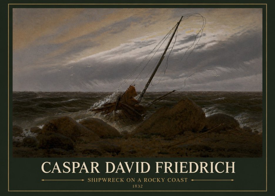 Caspar David Friedrich Shipwreck on a Rocky Coast No3 - Plakát