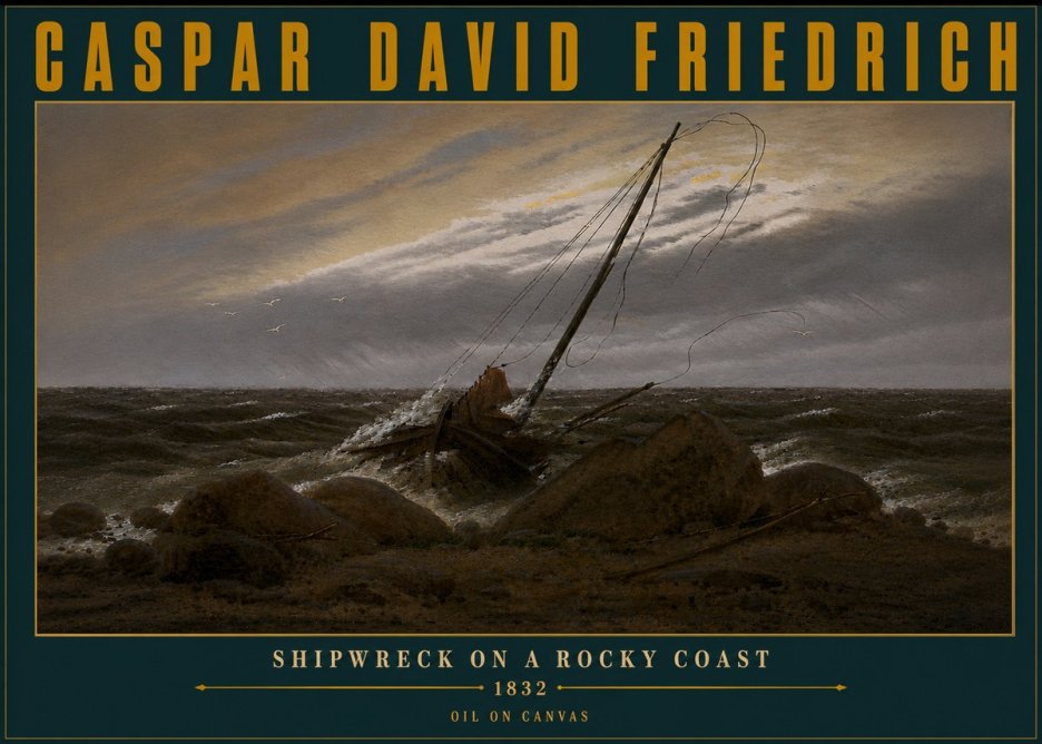 Caspar David Friedrich Shipwreck on a Rocky Coast No6 - Plakát