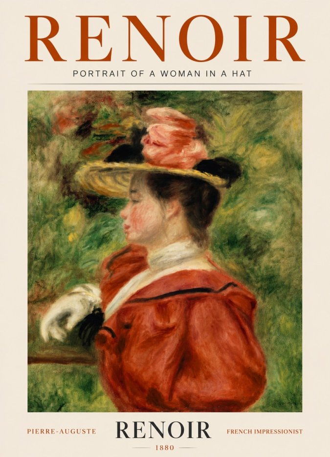 Renoir Portrait of a Woman in a Hat No5 - Plakát