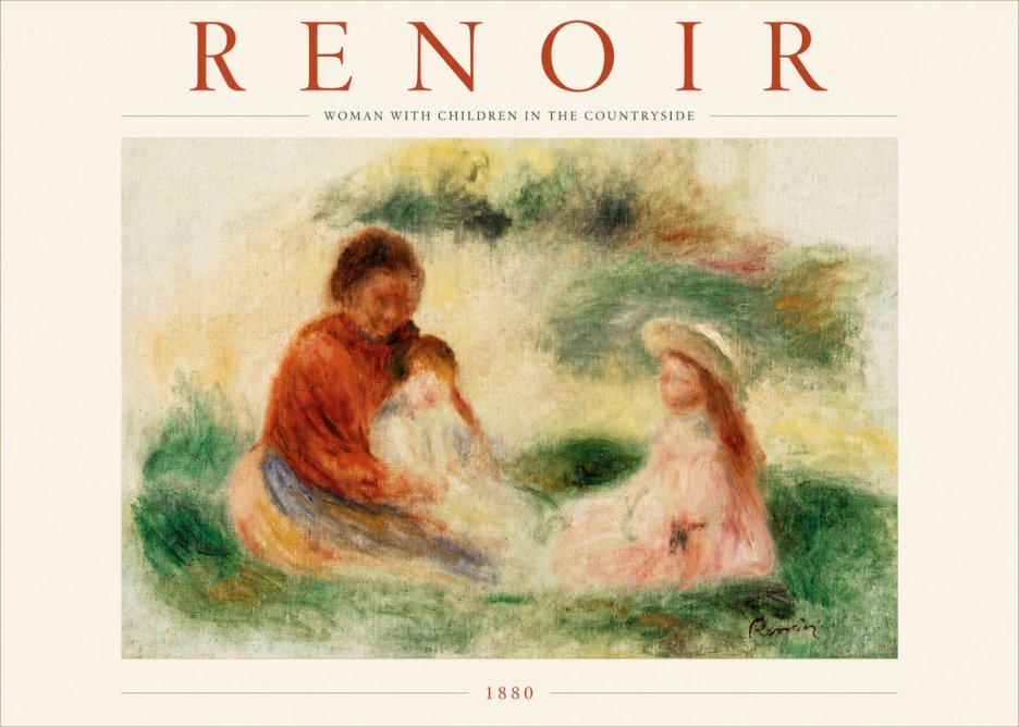 Renoir Woman with Children in the Countryside No3 - Plakát
