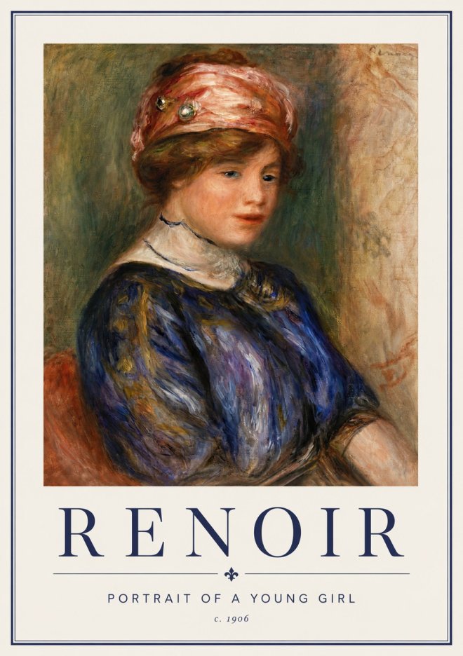 Renoir Portrait of a Young Girl II No4 - Plakát