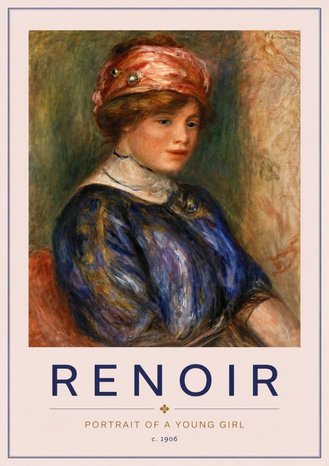 Renoir Portrait of a Young Girl II No6 - Plakát