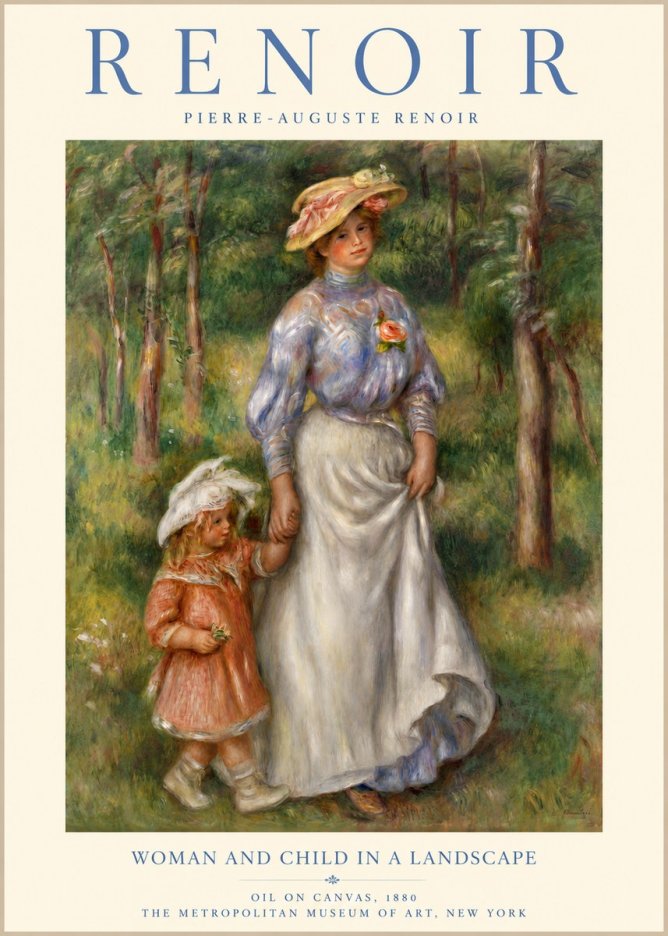 Renoir Woman and Child in a Landscape I No3 - Plakát