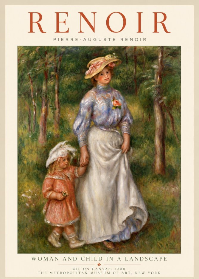 Renoir Woman and Child in a Landscape I No4 - Plakát